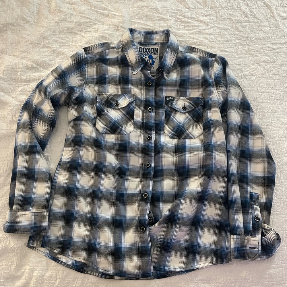 DIXXON Blue and White Plaid Button Down Shirt